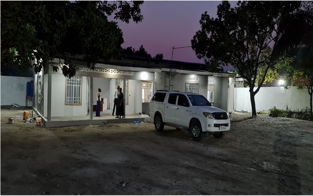 Orphanage building in Kinshasa at dusk